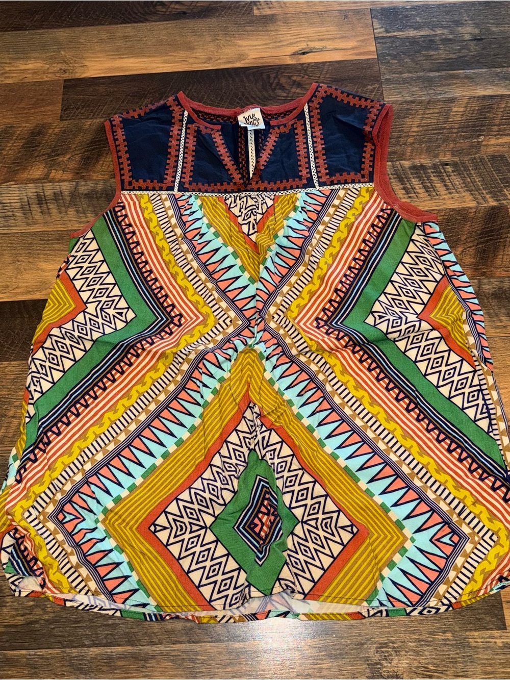 ivy jane Multicolor Geometric Print Tunic - Navy, Green, Yellow, Coral, Aqua